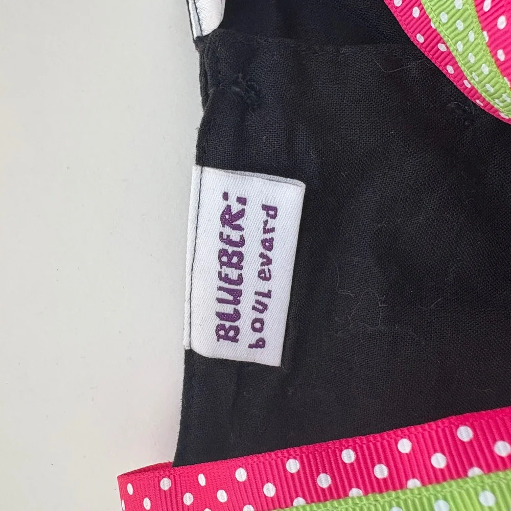Blueberi Boulevard Girls 8 NWT Black,  Flowers, Polka Dots, Ribbon‎ & Embroidery